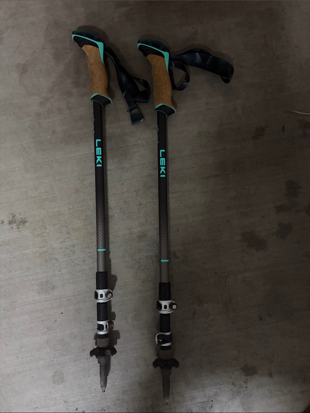 Leki Cressida AS trekking poles hiking great condition cork grips